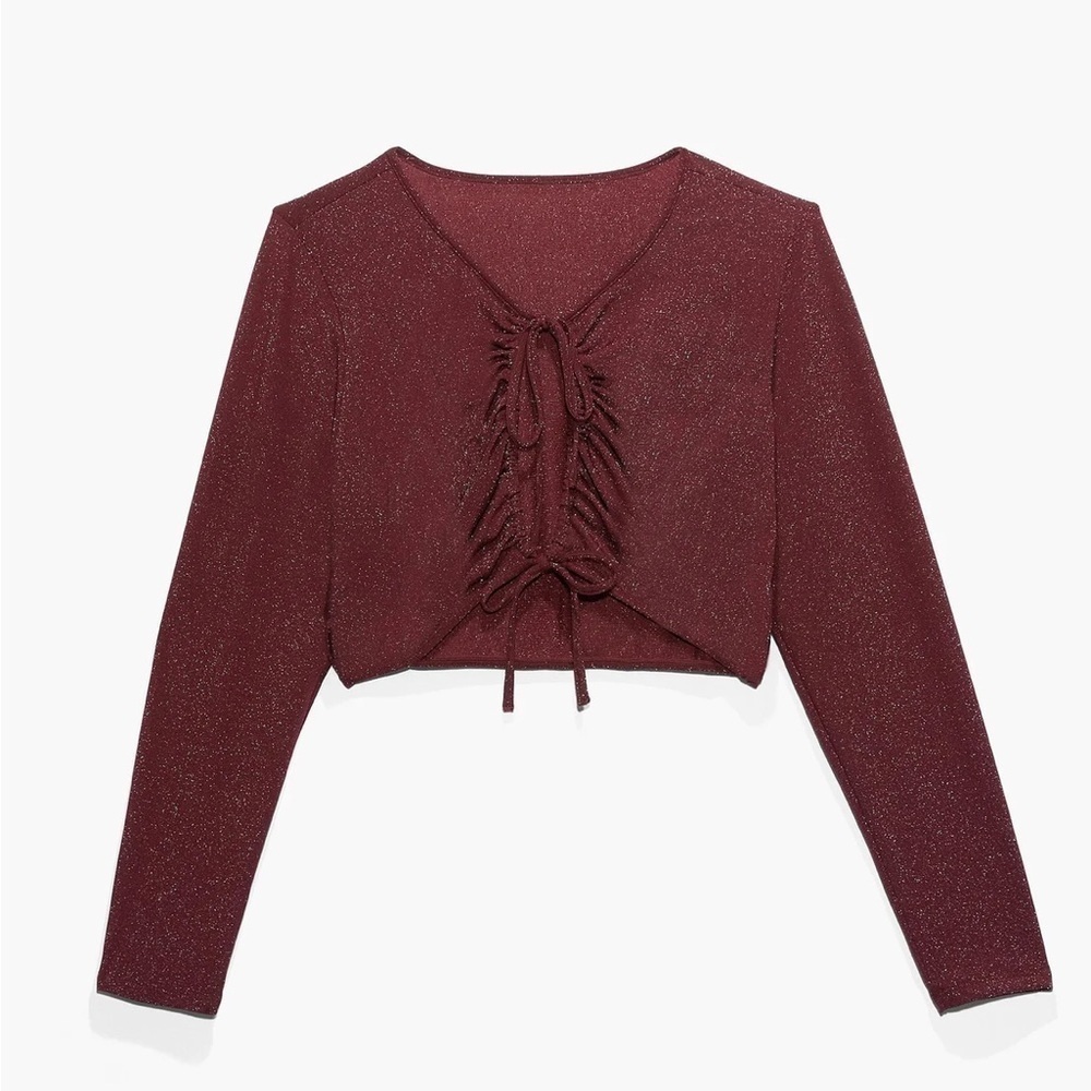 NWT Savage x Fenty Sleep & Shine Long-Sleeve Crop Tee Metallic Red Size 1X